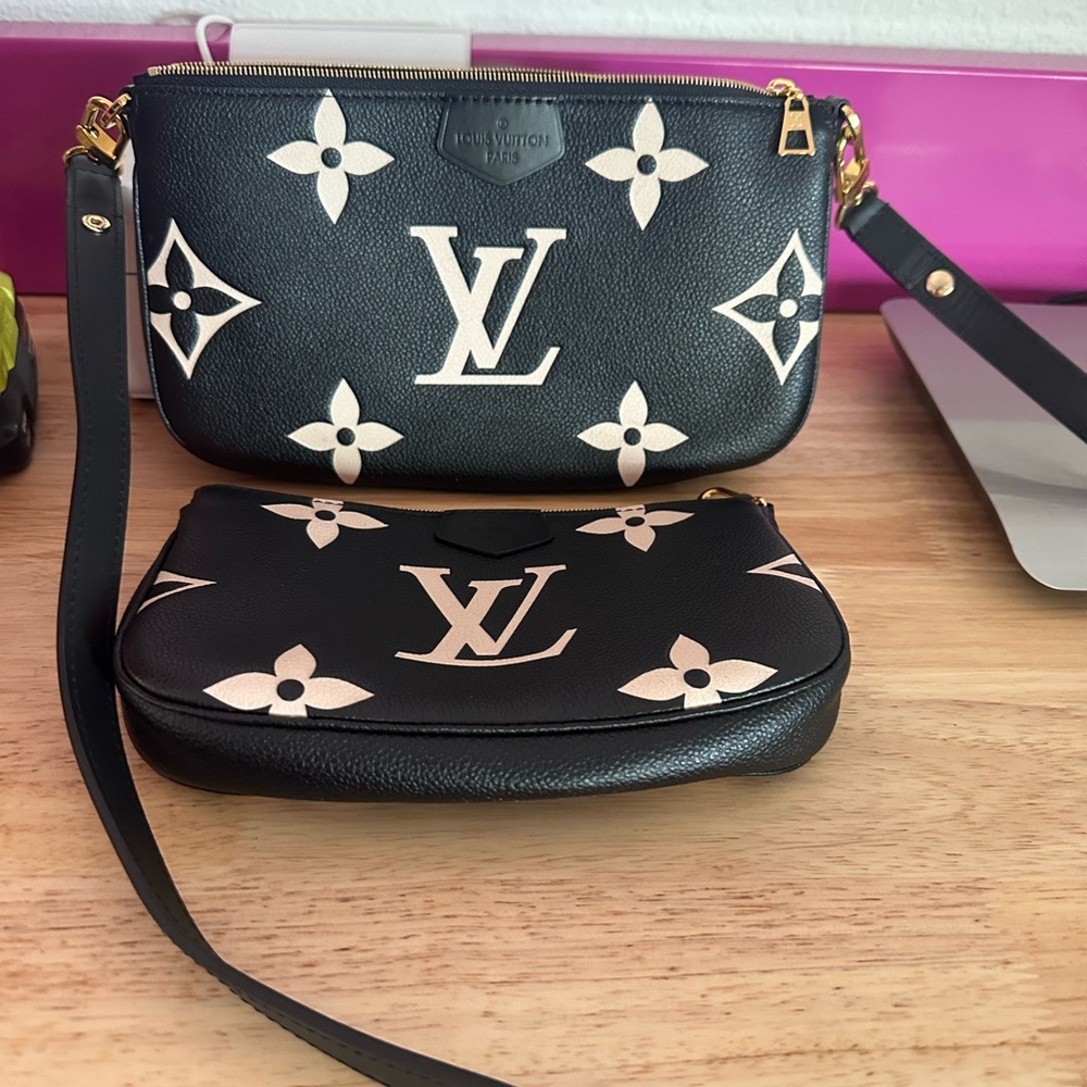 Louis Vuitton Black and Cream Crossbody Bag Set-NEW & Flawless